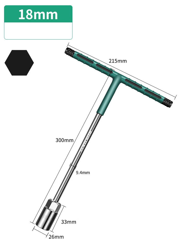 6-19mm T-Topnøgle Hex-Nøglesæt med Gummihåndtag