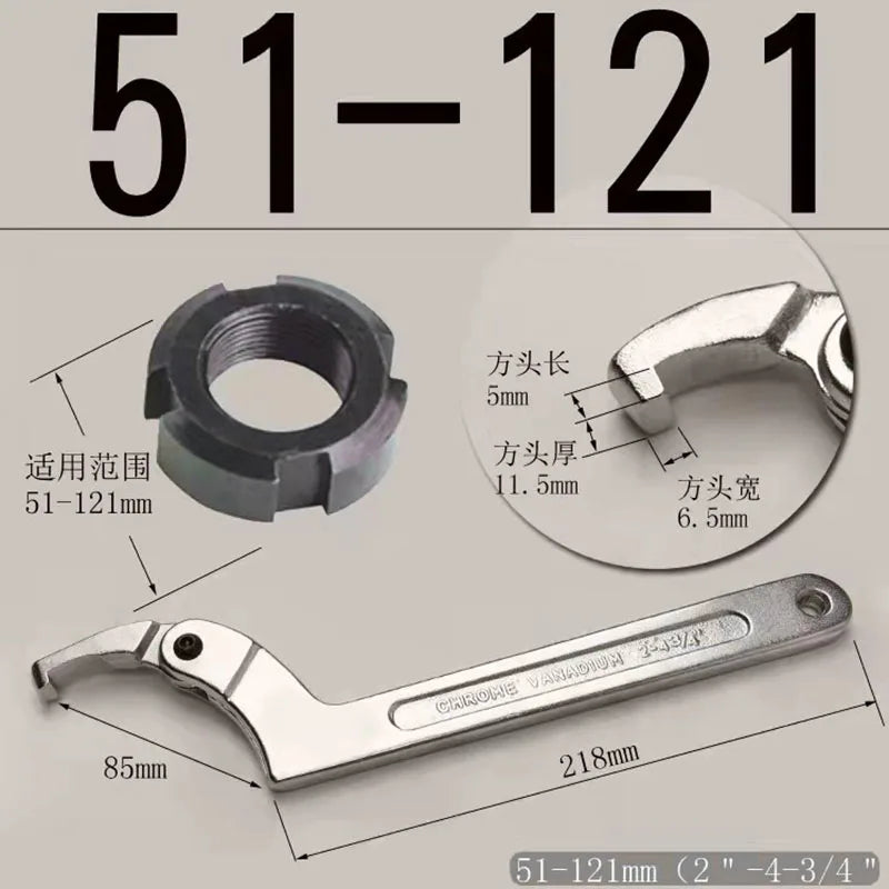 Hook Wrench Adjustable Spanner Adjustable Round Square Head C Shape Chrome Vanadium Screw Nuts Bolts Driver Hand Tools