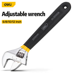 Deli Adjustable Wrench Large Opening long Handle Universal Spanner Carbon Steel Mechanical Workshop Hand Car Repair Tools