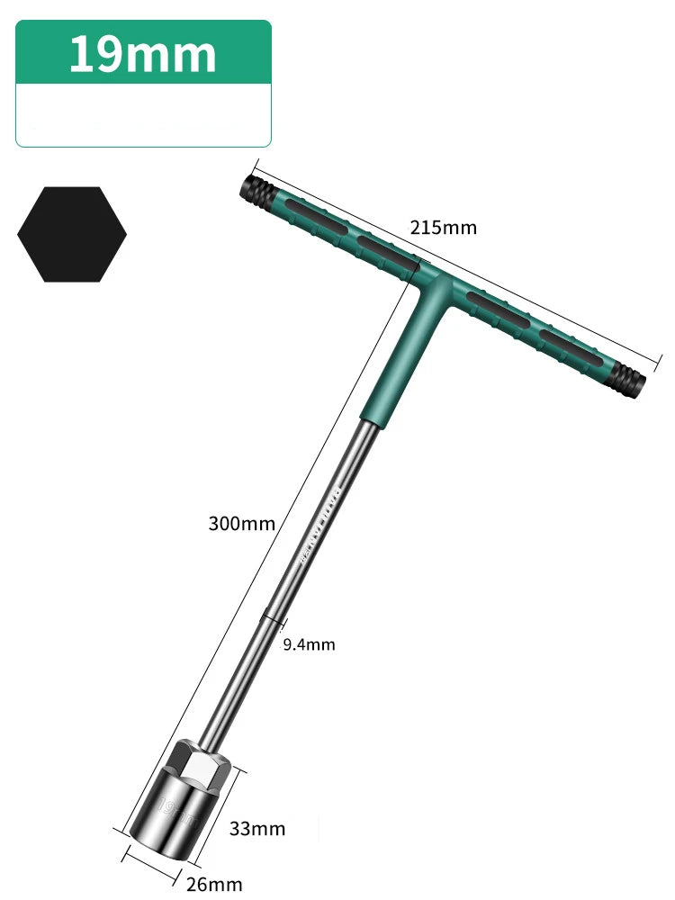 6-19mm T-Topnøgle Hex-Nøglesæt med Gummihåndtag