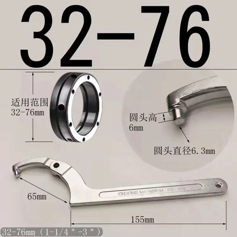 Hook Wrench Adjustable Spanner Adjustable Round Square Head C Shape Chrome Vanadium Screw Nuts Bolts Driver Hand Tools