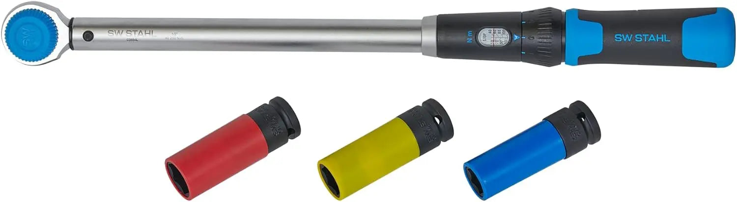 1/2" Momentnøgle 40-200 Nm + 3 Hjulmøtrikindsatser