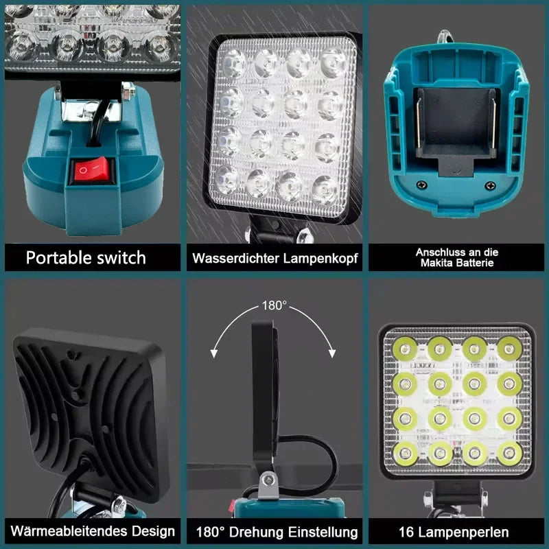 LED arbejdslygte til Makita 14.4V–18V