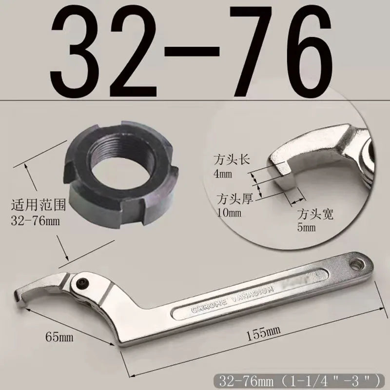 Hook Wrench Adjustable Spanner Adjustable Round Square Head C Shape Chrome Vanadium Screw Nuts Bolts Driver Hand Tools